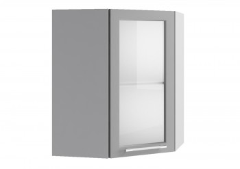 Лофт ПУС 550 шкаф верхний угловой со стеклом (Штукатурка серая/корпус Серый) в Мотыгино - motygino.mebel54.com | фото