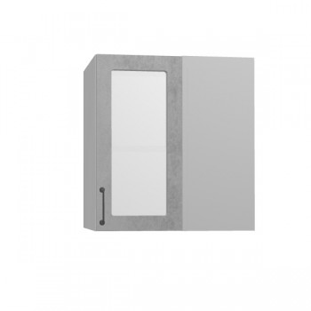 Лофт ПУС 650 шкаф верхний угловой со стеклом (Бетон светлый/корпус Серый) в Мотыгино - motygino.mebel54.com | фото