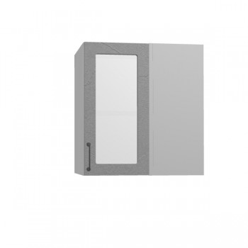 Лофт ПУС 650 шкаф верхний угловой со стеклом (Штукатурка серая/корпус Серый) в Мотыгино - motygino.mebel54.com | фото