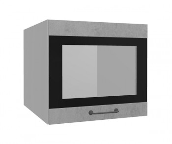 Лофт ВПГСФ 500 шкаф верхний горизонтальный со стеклом высокий с фотопечатью (Бетон светлый/корпус Серый) в Мотыгино - motygino.mebel54.com | фото