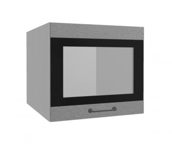 Лофт ВПГСФ 500 шкаф верхний горизонтальный со стеклом высокий с фотопечатью (Штукатурка серая/корпус Серый) в Мотыгино - motygino.mebel54.com | фото