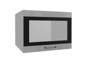 Лофт ВПГСФ 600 шкаф верхний горизонтальный со стеклом высокий с фотопечатью (Бетон светлый/корпус Серый) в Мотыгино - motygino.mebel54.com | фото