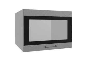 Лофт ВПГСФ 600 шкаф верхний горизонтальный со стеклом высокий с фотопечатью (Штукатурка серая/корпус Серый) в Мотыгино - motygino.mebel54.com | фото