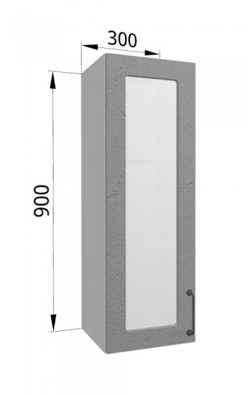 Лофт ВПС 300 шкаф верхний со стеклом высокий (Штукатурка серая/корпус Серый) в Мотыгино - motygino.mebel54.com | фото