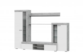 Мебель для гостиной МГС 5 Цемент светлый / Белый в Мотыгино - motygino.mebel54.com | фото