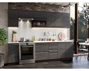 Модульная кухня Бруклин 2,8 м (Бетон черный/Венге) в Мотыгино - motygino.mebel54.com | фото