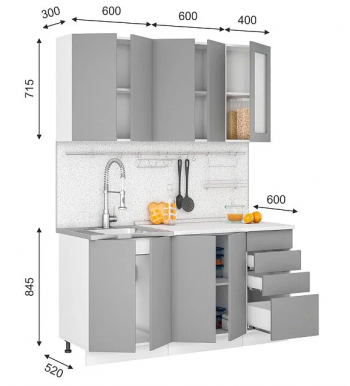 Модульная кухня Норд 1,6 м (Софт даймонд/Камень беж/Белый) в Мотыгино - motygino.mebel54.com | фото