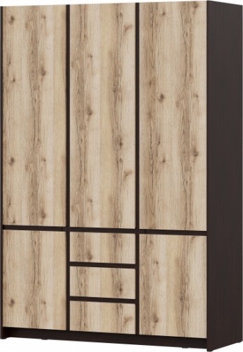 Модульная система "Прага" Шкаф для одежды трехстворчатый Дуб Венге/Дуб Делано в Мотыгино - motygino.mebel54.com | фото