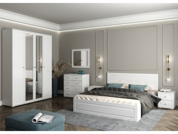 Модульная спальня Барселона (Белый/Белый глянец) в Мотыгино - motygino.mebel54.com | фото