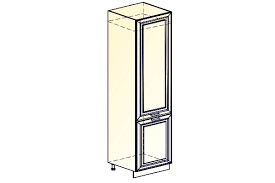 Монако Шкаф-пенал L600 под холодильник (2 дв. гл.) (Белый/Дуб европейский матовый) в Мотыгино - motygino.mebel54.com | фото