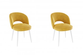 Набор стульев Моли 2 шт (жёлтый велюр/белый) в Мотыгино - motygino.mebel54.com | фото