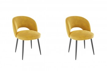 Набор стульев Моли 2 шт (жёлтый велюр/черный) в Мотыгино - motygino.mebel54.com | фото