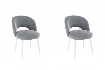 Набор стульев Моли 2 шт (серый велюр/белый) в Мотыгино - motygino.mebel54.com | фото