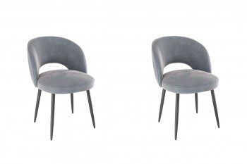 Набор стульев Моли 2 шт (серый велюр/черный) в Мотыгино - motygino.mebel54.com | фото