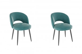 Набор стульев Моли 2 шт (зеленый велюр/черный) в Мотыгино - motygino.mebel54.com | фото
