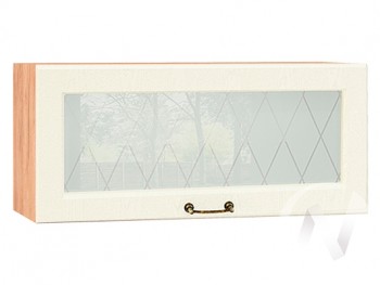 Ницца Шкаф верхний горизонтальный со стеклом ШВГС 800 (Крем/корпус дуб крафт золотой) в Мотыгино - motygino.mebel54.com | фото