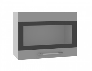 Норд ШВГС 600 Шкаф верхний горизонтальный со стеклом (Софт черный/корпус Белый) в Мотыгино - motygino.mebel54.com | фото