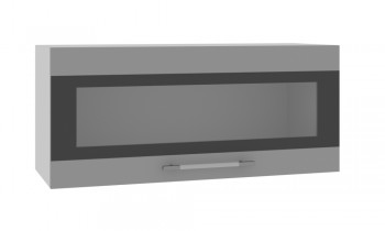 Норд ШВГС 800 Шкаф верхний горизонтальный со стеклом (Софт черный/корпус Белый) в Мотыгино - motygino.mebel54.com | фото