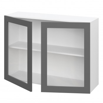 Норд ШВС 1000 Шкаф верхний со стеклом (Софт черный/корпус Белый) в Мотыгино - motygino.mebel54.com | фото