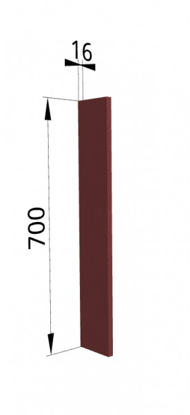 Панель торцевая ПТ 400 Квадро (для шкафа торцевого верхнего) Красная кожа в Мотыгино - motygino.mebel54.com | фото