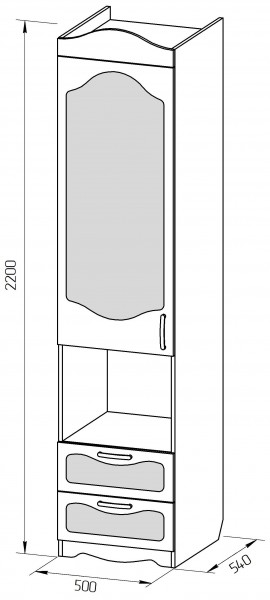 Пенал с ящиками серии Иллюзия 33 Сиреневый в Мотыгино - motygino.mebel54.com | фото