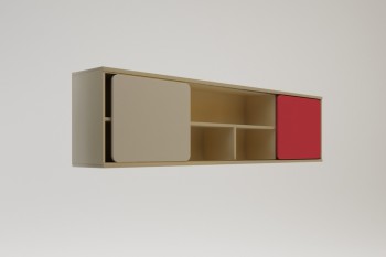 Полка между шкафами 1660 Бэрри (Бежевый/Красный/корпус Клен) в Мотыгино - motygino.mebel54.com | фото