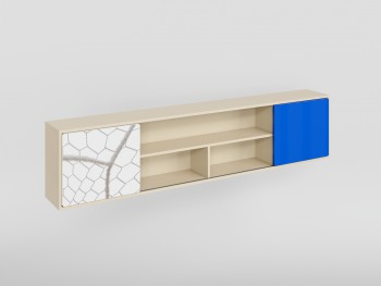 Полка между шкафами 1660 Футбол ЧМ (Белый/Синий/корпус Клен) в Мотыгино - motygino.mebel54.com | фото