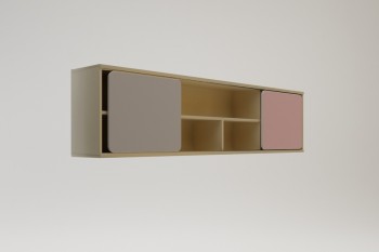 Полка между шкафами 1660 Грэйси (Розовый/Серый/корпус Клен) в Мотыгино - motygino.mebel54.com | фото
