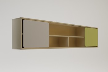 Полка между шкафами 1960 Эппл (Зеленый/Белый/корпус Клен) в Мотыгино - motygino.mebel54.com | фото