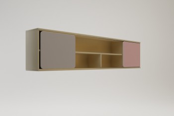 Полка между шкафами 1960 Грэйси (Розовый/Серый/корпус Клен) в Мотыгино - motygino.mebel54.com | фото