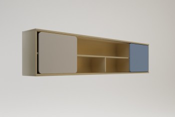 Полка между шкафами 1960 Скай (Синий/Белый/корпус Клен) в Мотыгино - motygino.mebel54.com | фото