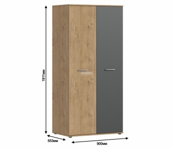 Шкаф 2-х дверный Мамбо СБ-2371 Н (Дуб Бунратти / Диамант серый) в Мотыгино - motygino.mebel54.com | фото