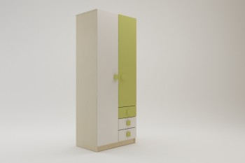 Шкаф 2-х створчатый с ящиками Эппл (Зеленый/Белый/корпус Клен) в Мотыгино - motygino.mebel54.com | фото