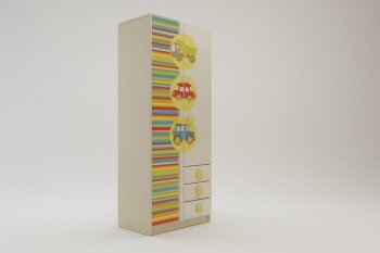 Шкаф 2-х створчатый с ящиками Клаксон (Бежевый/корпус Клен) в Мотыгино - motygino.mebel54.com | фото