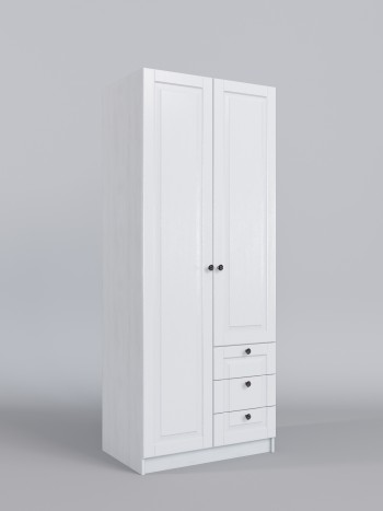 Шкаф 2-х створчатый с ящиками Классика (Белый/корпус Выбеленное дерево) в Мотыгино - motygino.mebel54.com | фото