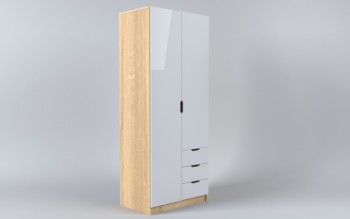 Шкаф 2-х створчатый с ящиками Лофт (Белый/корпус Дуб Сонома) в Мотыгино - motygino.mebel54.com | фото