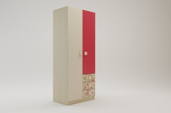 Шкаф 2-х створчатый с ящиками Ретвит (Бежевый/Красный/корпус Клен) в Мотыгино - motygino.mebel54.com | фото