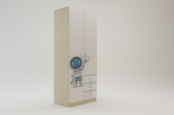 Шкаф 2-х створчатый с ящиками Санни (Белый/корпус Клен) в Мотыгино - motygino.mebel54.com | фото