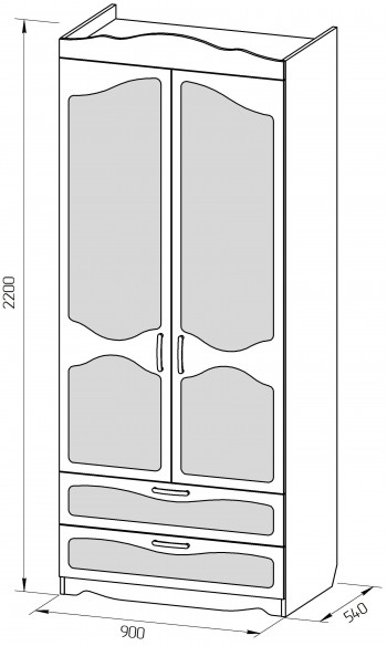 Шкаф 2-х створчатый с ящиками серии Иллюзия 08 Шоколад в Мотыгино - motygino.mebel54.com | фото