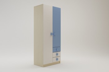 Шкаф 2-х створчатый с ящиками Скай (Синий/Белый/корпус Клен) в Мотыгино - motygino.mebel54.com | фото