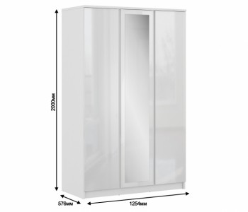 Шкаф 3-х дверный СБ-2493 Медея (Белый/Белый глянец) в Мотыгино - motygino.mebel54.com | фото