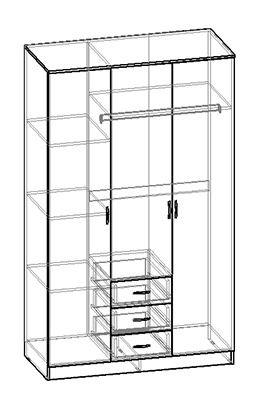 Шкаф 3-х створчатый комбинир с зеркалом Светлана (Венге/Дуб молочный) в Мотыгино - motygino.mebel54.com | фото