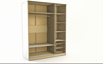 Шкаф 3-х створчатый с ящиками Бэрри (Бежевый/Красный/корпус Клен) в Мотыгино - motygino.mebel54.com | фото