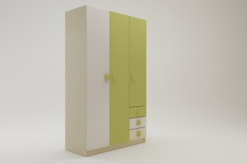 Шкаф 3-х створчатый с ящиками Эппл (Зеленый/Белый/корпус Клен) в Мотыгино - motygino.mebel54.com | фото