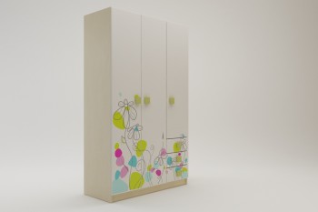 Шкаф 3-х створчатый с ящиками Флёр (Белый/корпус Клен) в Мотыгино - motygino.mebel54.com | фото