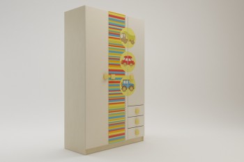 Шкаф 3-х створчатый с ящиками Клаксон (Бежевый/корпус Клен) в Мотыгино - motygino.mebel54.com | фото