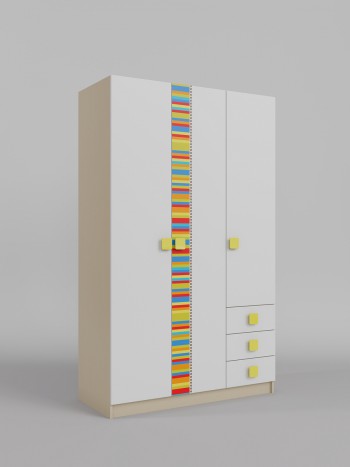 Шкаф 3-х створчатый с ящиками Клаксон без машинок (Белый/корпус Клен) в Мотыгино - motygino.mebel54.com | фото
