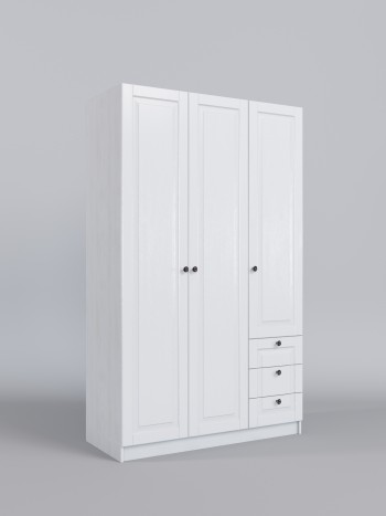 Шкаф 3-х створчатый с ящиками Классика (Белый/корпус Выбеленное дерево) в Мотыгино - motygino.mebel54.com | фото