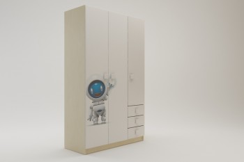 Шкаф 3-х створчатый с ящиками Санни (Белый/корпус Клен) в Мотыгино - motygino.mebel54.com | фото