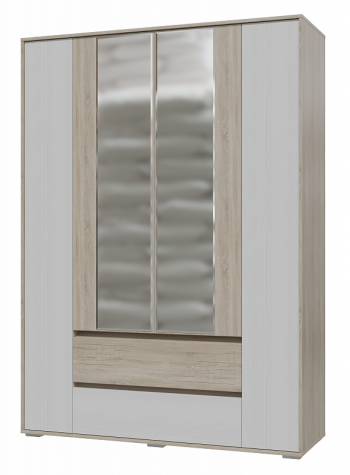 Шкаф 4-х дверный с ящиками Мальта 1600 Дуб сонома/Рамух белый в Мотыгино - motygino.mebel54.com | фото